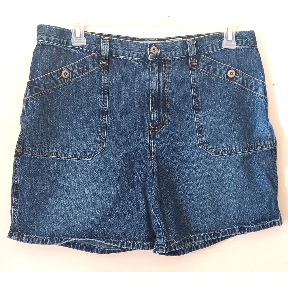 Faded Glory Denim Shorts Women 16 Blue Excellent High‎ Rise Utility 34W Gorpcore